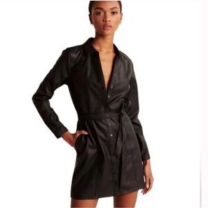 Abercrombie & Fitch Black Leather Long Sleeve Dress